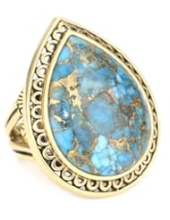 Barse "Sanibel" Turquoise Metal Matrix Teardrop Ring