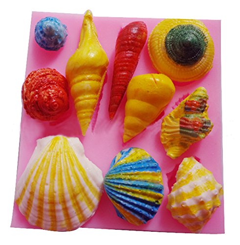 Funny Kitchen Baking Mold Tools Sea Lifes Shell Conch Shape Fondant Cake Cookie Baking Mold Soap Mould Mold Tray Silicone Decoration Mold