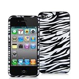 For Apple iPhone 4 Hard Case Cover WHITE AND BLACK Zebra 4G 4th