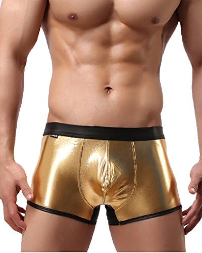 Fikeoo Men's Sexy Lingerie Metallic Contour Boxer Briefs