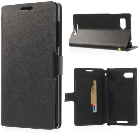 Topratesell Lenovo Vibe Z K910 Case, Genuine Leather Wallet Case Cover for Lenovo Vibe Z K910 with Card Slot (Black)
