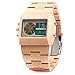 BEWELL Bamboo Wooden Men Quartz Watch with Double Movement Luminous Display(Maple Wood)
