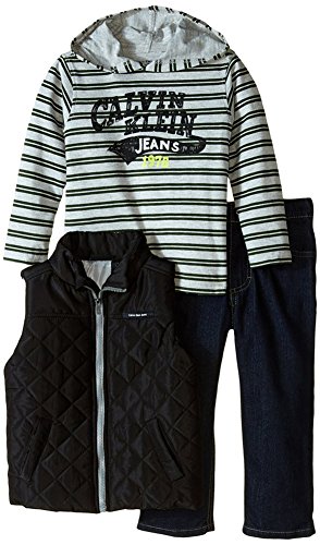 Calvin Klein Baby Boys' Black Puffy Vest with Tee and Pants