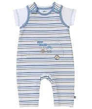 Striped interlock dungarees set