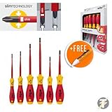 Wiha 36455 6 Piece VDE 1000 volt Slot/Pozi SlimFix Screwdriver Set PLUS Voltstick! by Wiha [並行輸入品]