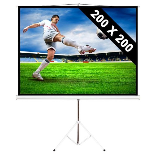 200 x 200 cm Leinwand Beamer Projektionsleinwand mit Tripod Dreifuß Stativ Full HD (Gainfaktor 1.0 , Ø 254cm , 4:3) – Public Viewing