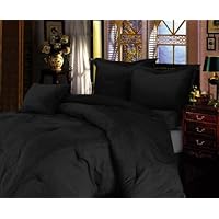 7 Pieces Solid Black Microsuede Comforter/bed-in-a-bag Set Full Size