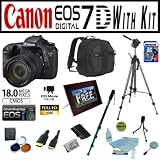 Canon EOS 7D 18.0 MP Digital SLR Camera Advanced Starter Holiday Kit with EF-S 18-135mm f/3.5-5.6 IS, Opteka 7″ Digital Picture Frame, Backpack, 16Gb SD Memory card, Extra LP-E6 Battery, Opteka Tripod and Monopod and Much More