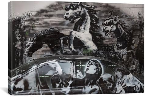 Morewonders fashion design Crazy Horse Shootout (Wide) By Banksy Canvas Print #BNK22 - 12''x8'' (.75" deep)