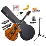 Taylor K24ce Koa Series Grand Auditorium Cutaway Acoustic-Electric Guitar Bundle with Taylor Hard Case, Levy's Leather Strap, Tascam TC-1S Solar Tuner, 10-Foot Cable, Humidifier, Pick Card, Stand, Strings, String Winder, and Polishing Cloth