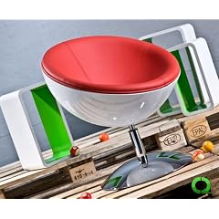 Stylischer Designer Retro Sessel Cocktailsessel "COSMOS" Weiss/Rot von QUBO-DESIGN