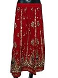 Designer Womens Bohemian Chic Red Designer Embroidered Dcrapechic Womens Long Skirt 36 Inch