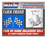 Milk cow Dairy Farm Sign / Mancave nascar racing checkered flag vintage retro wall decor