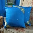 Blue Sari Cushion Covers / Saree Pillow covers 16 X 16 Inches