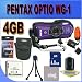 Pentax Optio WG-1 Adventure Series 14 MP Waterproof Digital Camera with 5x Wide-Angle Optical Zoom (Purple) 4GB SD HC Card Battery and More Accessory Saver Bundle