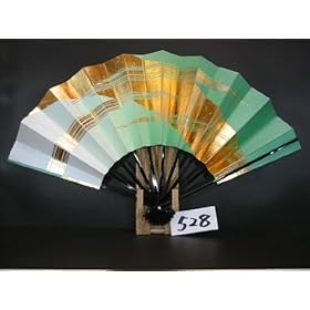 【クリックで詳細表示】M528 舞扇子 金箔モミかすみ 草横ぼかしシルバー引き