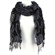 Extra Long Big Wide Soft Crinkle Puffy Floral Stretch Knit Stole Scarf Wrap Navy