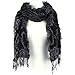 Extra Long Big Wide Soft Crinkle Puffy Floral Stretch Knit Stole Scarf Wrap Navy
