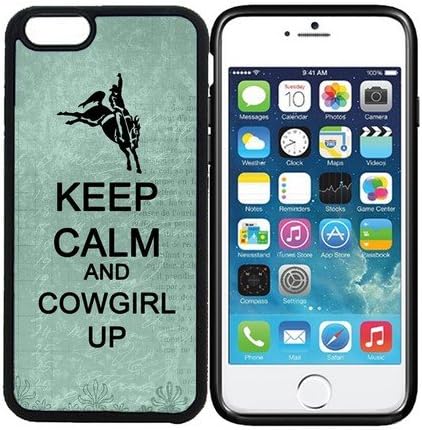 iPhone 6 (4.7 inch display) Designer Black Case - Keep Calm And Cowgirl Up - Teal