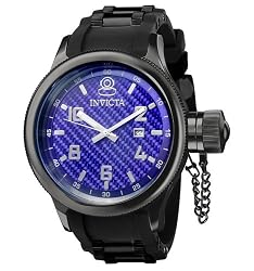 Invicta 0554 Men's Russian Diver Gun Metal IP Blue Dial Rubber Strap Watch