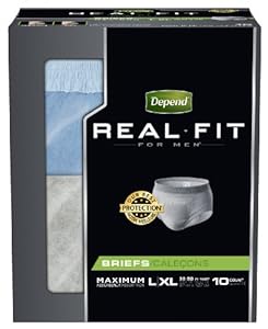 Depend Underwear Real Fit Maximum Absorbency for Men, Large/X-Large, 10 Count (Pack of 4)