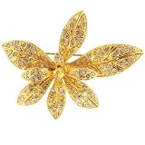 Gold Plated Small Large Flower Rhinestone Pugster