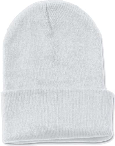 Blank Acrylic Winter Cuff Beanie - WHITE
