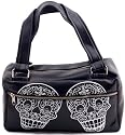 Lux DeVille Handbag Sugar Skulls Day of the Dead Purse Vegan Black Vinyl Rockabilly Punk Day Bag