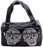 Lux DeVille Handbag Sugar Skulls Day of the Dead Purse Vegan Black Vinyl Rockabilly Punk Day Bag