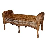 Classic Coastal Avalon Wicker Bench