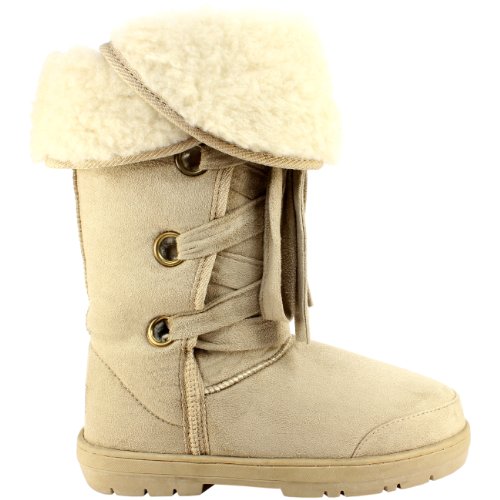 Womens Fur Lined Lace Up Winter Snow Boots