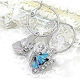 Spritech(TM) Fashion Korea Women Bling Rhinestone Design Blue Butterfly Earrings