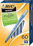 BIC Round Stic Xtra Life Ball Pen, Medium Point (1.0 mm), Blue, 60-Count