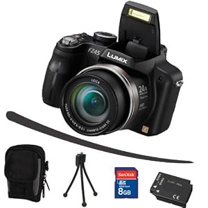 Panasonic LUMIX DMC-FZ45 Digitalkamera inkl. Mega Zubehör (2x Akkus - 8GB SDHC - Ladegerät- Tasche - Stativ) FZ45