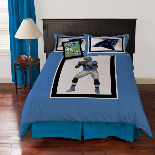 NFL Biggshots Bedding - Carolina Panthers Cam Newton Comforter Set and Toss Pillow, Queen