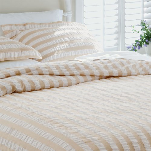 Summer Stripe Seersucker Bedspread / Full/Queen, Ecru, Summer Stripe Seersucker Bedspread / Full/Queen, Ecru,