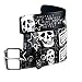 BLACK BIKER STYLE LIVE TO RIDE PUNK BELT W/SKULLS - L
