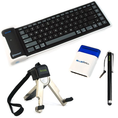 Discount iKross Bluetooth Wireless Silicone Keyboard + iKross Black Cellphone Stand + 1x Stylus with Flat Tip for HTC Rezound /Vigor 6425, 