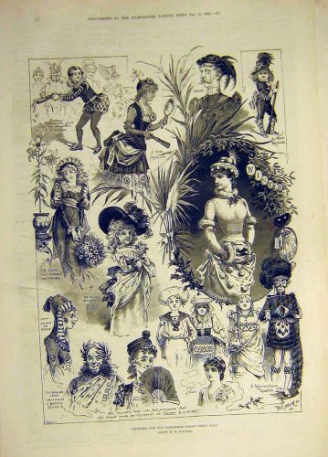 1882 COSTUMES CHRISTMAS FANCY-DRESS BALL WILHELM PRINT