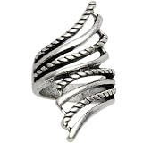 Burnished Silver Roped Wrap Ring