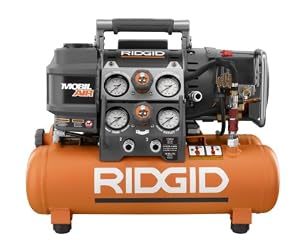 Click for larger image Factory-Reconditioned RIDGID ZROF50150TS Tri-Stack 5-Gallon Portable Electric Steel Air Compressor