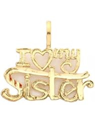 I Love My Sister Charm 14k Gold 14mm