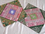 2 PINK DESIGNER DECORATOR SARI THROW TOSS PILLOWS