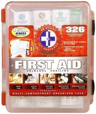 First Aid Kit With Hard Case- 326 pcs- First Aid Complete Care Kit - Exceeds OSHA &amp; ANSI Guidelines - Ideal for the Workplace - Disaster Preparedness (Color Red) by Total Resources International
