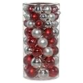 69 Ct Glass Ornament Tub - Red/White/Silver