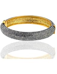 Vintage Style 14kt Yellow Gold Diamond Pave Bangle Silver Jewelry