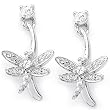 Sterling Silver Cubic Zirconia Rhodium Plated Dragon Fly Earring.