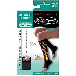 スリムウォーク コットン オープントウタイプ ブラック M-L PH216