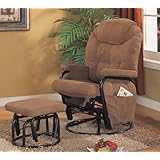 Microfiber Saddle Color Swivel Glider Recliner With Ottoman