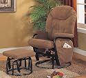 Microfiber Saddle Color Swivel Glider Recliner with Ottoman